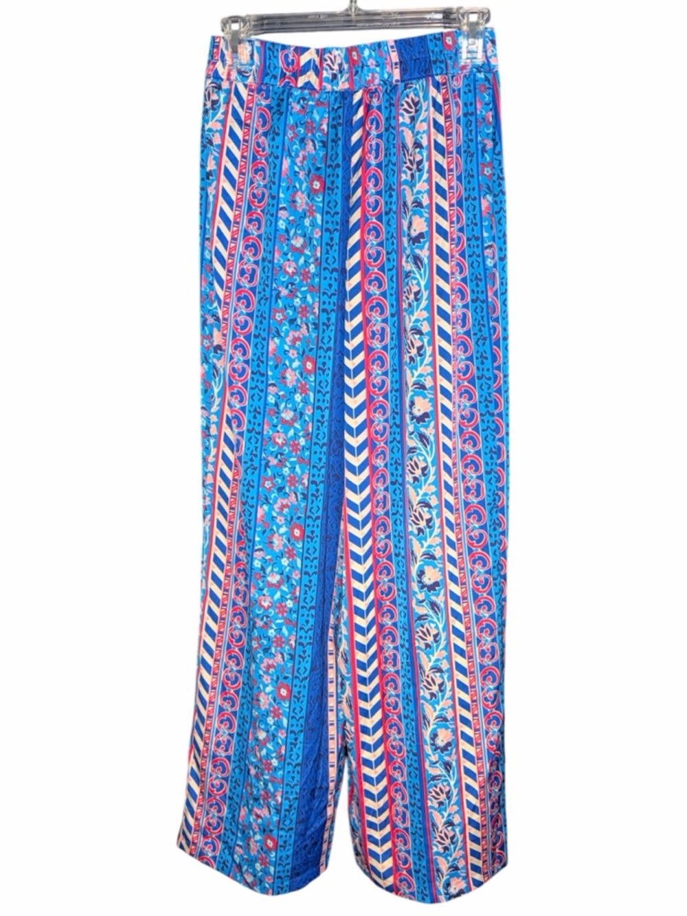 Maison D’ Amelie - Bright Blue Patterned Wide-Leg Palazzo Pants —#138 - Picture 3 of 10
